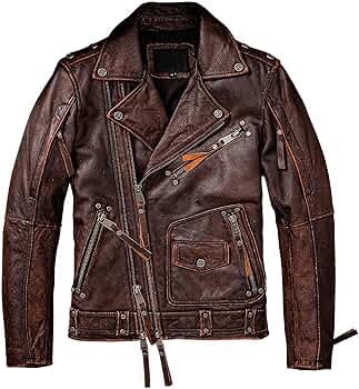 The Next Mens Motorcycle Vintage Brown Leather Jacket